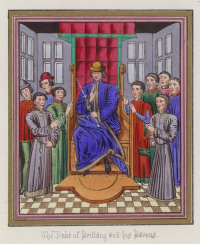 Brittany Dükü ve Baronları (renkli gravür) by English School