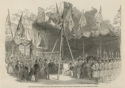 Wellington Dükü Waterloo Kışlasının ilk taşını döşerken by English School