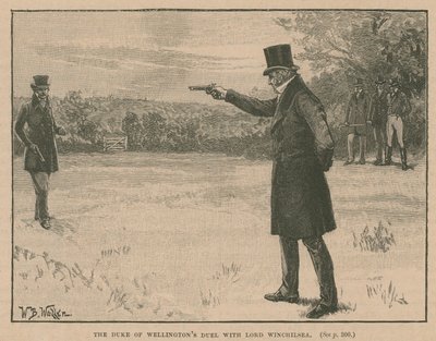 Wellington Dükü, Lord Winchilsea ile düello yapıyor by English School
