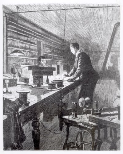 Elektrik Işığı, Bay Edison (1847-1931) Laboratuvarında by English School