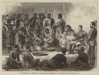 Habeşistan Seferi, Sir Robert Napier, Tigre Prensi tarafından ağırlandı (gravür) by English School