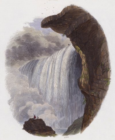 Niagara Şelalesi (renkli gravür) by English School