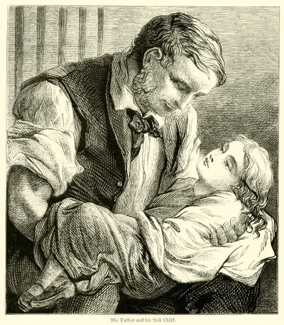 Baba ve Hasta Çocuğu (gravür) by English School