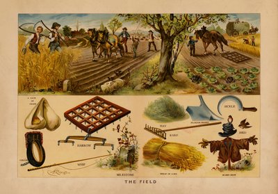 The Field (renkli taş baskı) by English School
