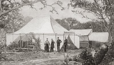 İlk Presbiteryen Kilisesi, Miami, Florida, Amerika Birleşik Devletleri, 19. yüzyılın sonlarında. Rahip Henry Keigwin tarafından 1896'da kurulan kilise, ayinler bir çadıra taşınmadan önce kaba bir tahta restoranda başladı. The Strand Magazine yayınından by English School