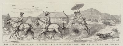 Yukarı Burma'daki İlk Protestan Düğünü, Gelinin Kiliseye Nasıl Gittiği (gravür) by English School