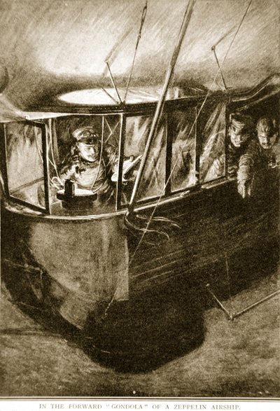 Zeppelin hava gemisinin İleri Gondolu, 1914-19 by English School