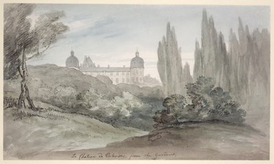 Valencay Şatosu Bahçeleri, c.1770 (kağıt üzerinde kalem & mürekkep ve wc) by English School