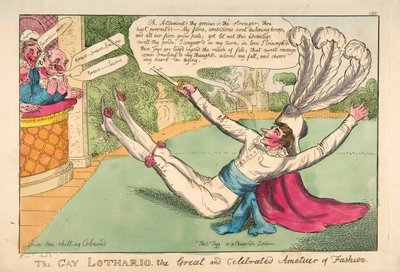 Gay Lothario. Modanın Büyük ve Ünlü Amatörü, pub. 1813 (el renkli gravür) by English School