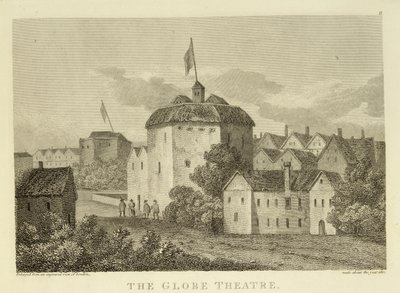 The Globe Theatre on the Bankside, bir gravür c.1612