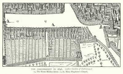 1646 yılında Grassmarket (gravür) by English School