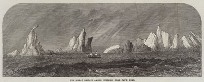 Cape Horn (gravür) yakınlarındaki Buzdağları arasında Büyük Britanya by English School