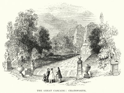 Büyük Çağlayan, Chatsworth (gravür) by English School