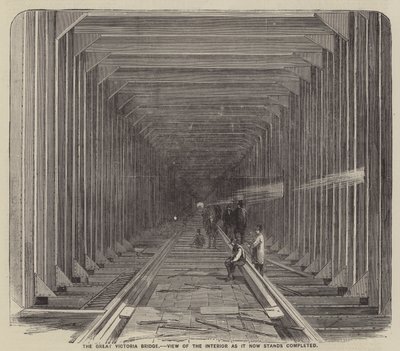 The Great Victoria Bridge, View of the Interior as it Now Stands Completed (gravür) by English School