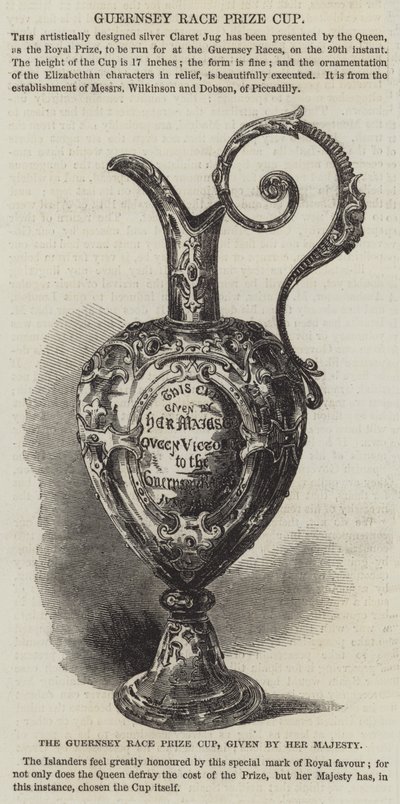 Majesteleri tarafından verilen Guernsey Yarış Ödülü Kupası (gravür) by English School