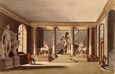 Kraliyet Akademisi'ndeki Salon, Somerset House, Mayıs 1810'da yayınlanan Ackermanns Repository of Arts'tan çizim by English School
