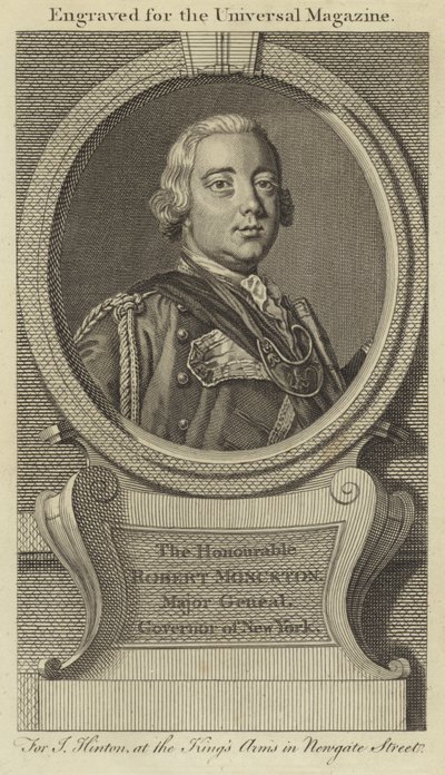 Saygıdeğer Robert Monckton, Tümgeneral, New York Valisi by English School