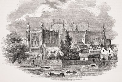 The Houses of Parliament from the river in the time of John Hampden, from 