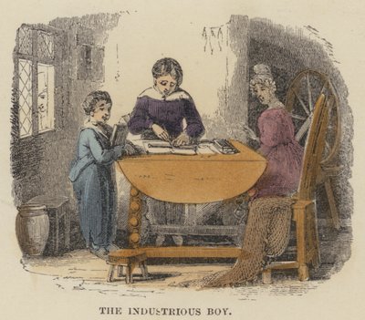 Çalışkan Çocuk (renkli gravür) by English School