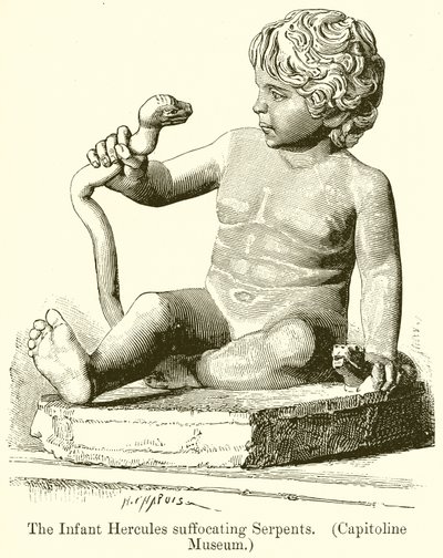 Yılanları boğan Bebek Herkül. (Capitoline Müzesi) by English School