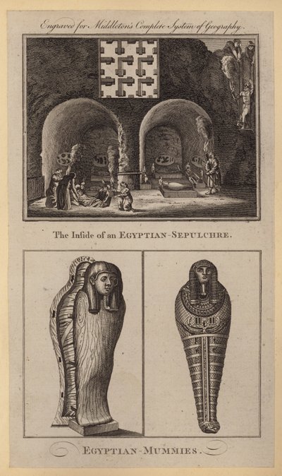 Bir Mısır Mezarının İçi, Mısır Mumyaları (gravür) by English School
