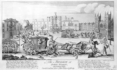 The Invasion or Perkins Triumph - Dinlerinin ve Özgürlüklerinin tüm gerçek aşıklarına yazılan bir Protestan Baskısı, 1745 by English School