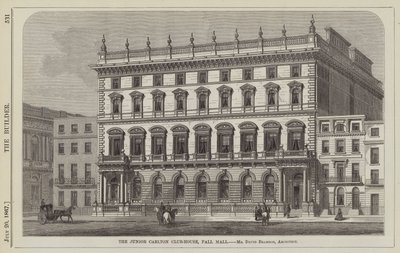 Junior Carlton Club-House, Pall Mall, Bay David Brandon, Mimar (gravür) by English School
