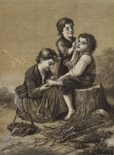 Nazik Küçük Kızkardeşler (gravür) by English School