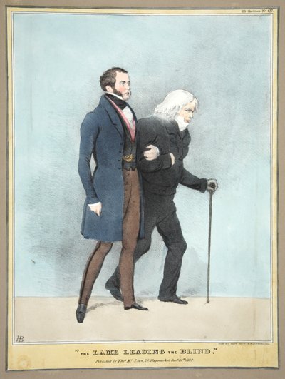 Körlere liderlik eden Lame, pub. 1832 (renkli gravür) by English School