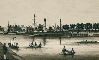 The Landing Stage River View, Ipswich (lito) by English School