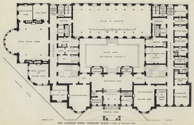 Langham Hotel, Portland Place (gravür) by English School