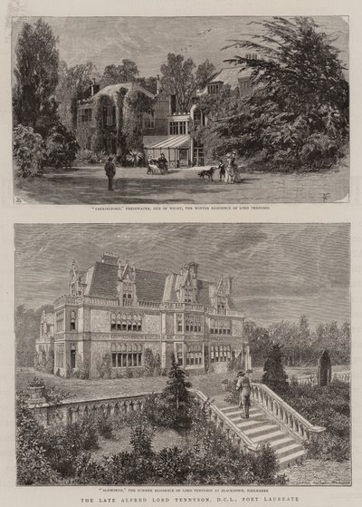 Geç Alfred Lord Tennyson, DCL, Şair Ödüllü (gravür) by English School