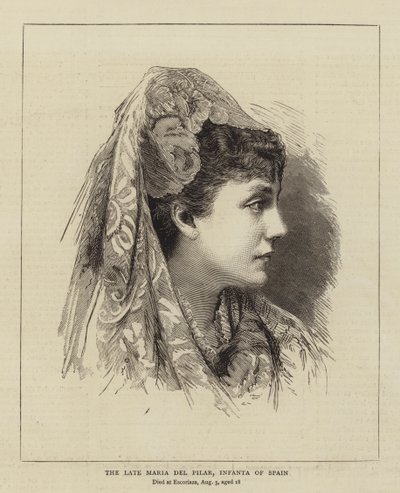 Geç Maria del Pilar, İspanya İnfanta (gravür) by English School
