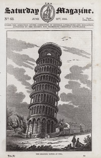 Eğik Pisa Kulesi (gravür) by English School