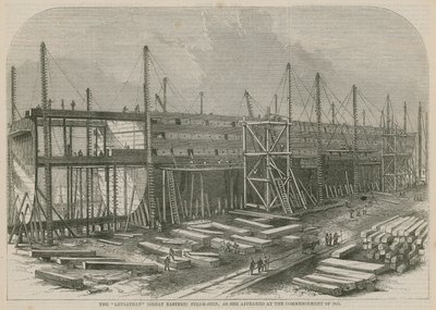 1855 yılının başında ortaya çıktığı haliyle Leviathan (Büyük Doğu) buharlı gemisi by English School