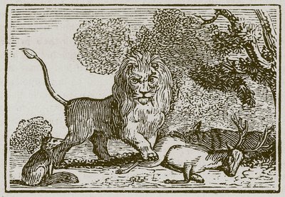 Aslan, Eşek ve Tilki (gravür) by English School