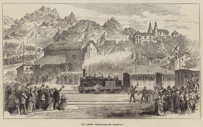 Lizbon Buharlı Tramvay (gravür) by English School