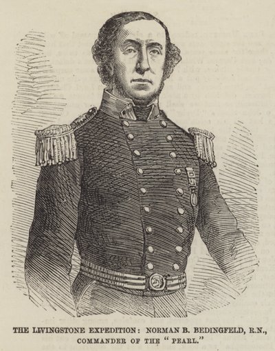 Livingstone Expedition, Norman B Bedingfeld, RN, "İnci" Komutanı (gravür) by English School