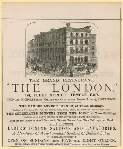Londra, restoran, 191 Fleet Street, Temple Bar by English School