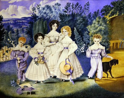 Lovell ailesinin çocukları, c.1825 (kağıt üzerine suluboya) by English School