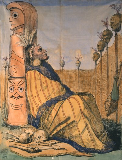 Maori Şefi, c.1850 (kumaş üzerine mürekkep ve yıkamalar) by English School