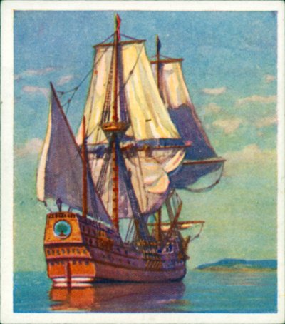 "Mayflower" (renkli taş baskı) by English School