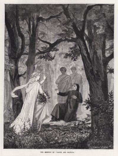 "Dante ve Matilda"nın Buluşması (gravür) by English School