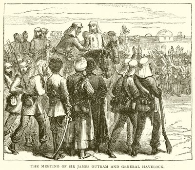 Sir James Outram ve General Havelock'un Toplantısı by English School