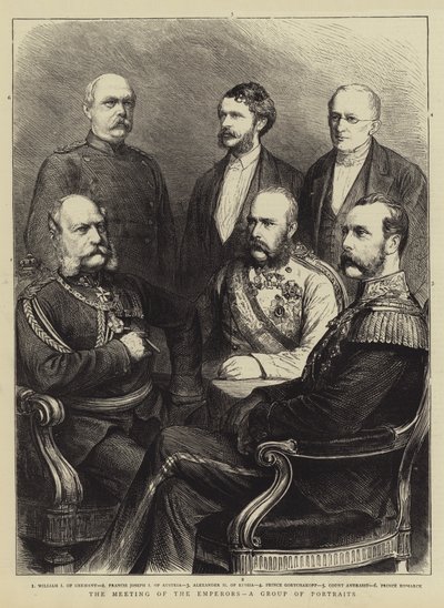 İmparatorların Buluşması, Bir Grup Portre (gravür) by English School