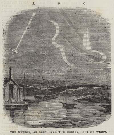 Meteor, Medine üzerinde görüldüğü gibi, Wight Adası (gravür) by English School