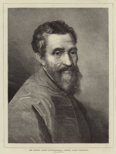 Michael Angelo Quatercentenary, Michael Angelo Buonarotti (gravür) by English School