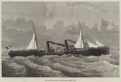 Yeni Antwerp Buharlı Tekne Baron Osy (gravür) by English School