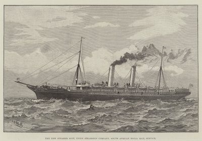 The New Steamer Scot, Union Steamship Company, Güney Afrika Kraliyet Posta Servisi (gravür) by English School