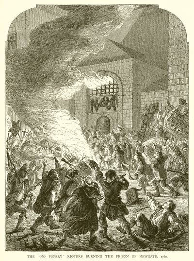 Newgate Hapishanesini yakan Popery İsyancıları, 1780 by English School